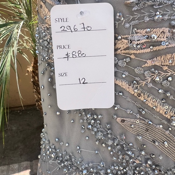 LARA 29670. Evening from gown, gray and multi size 12. - Picture 5 of 6